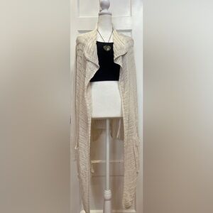 Anthropologie Angel of the North cream open front cascading cardigan sweater XS